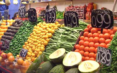 Prices in a fruit and vegetable market